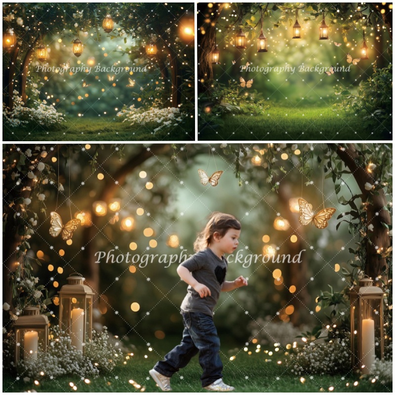 Photography Lighting And Backdrop - Dreamy Forest Wonderland Lights Backdrop Photography