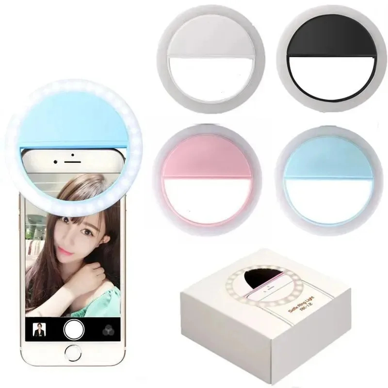 Photography Lighting Accessories - Clip-On LED Selfie Ring Light, Adjustable